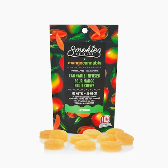 Smokiez Edibles - Smokiez + Mango Cannabis | Sour Mango Fruit Chews | 100mg | 10ct | 10mg/ea - 1