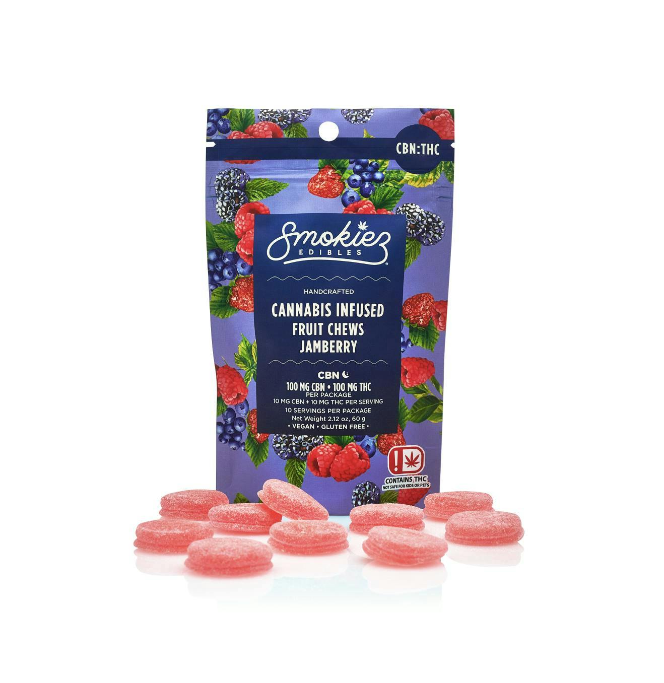Smokiez Edibles - Jamberry Fruit Chews 1:1 THC:CBN | 100mg | 10ct | 10mg/ea - 1