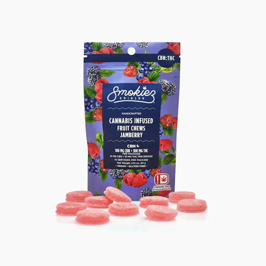 Smokiez Edibles - Jamberry Fruit Chews 1:1 THC:CBN | 100mg | 10ct | 10mg/ea - 1