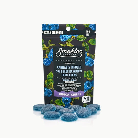 Smokiez Edibles - EXTRA-STRENGTHSour Blue Raspberry Indica400mg THC Fruit Chews - 1