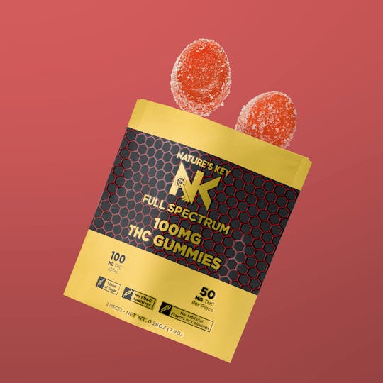 Natures Key - Raspberry Single Serve 100mg Gummies - 1