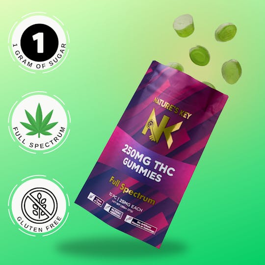 Natures Key - Sour Green Apple 250mg Gummies - 1