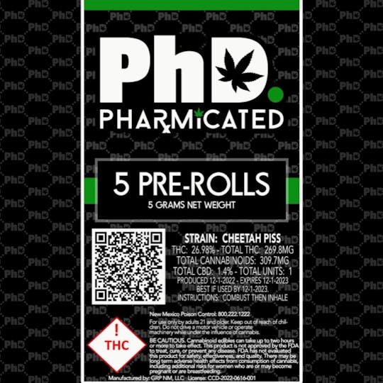 Pharmicated - PhD 5-1g Pre-Roll Box - Blackberry Cobbler (I) - 1
