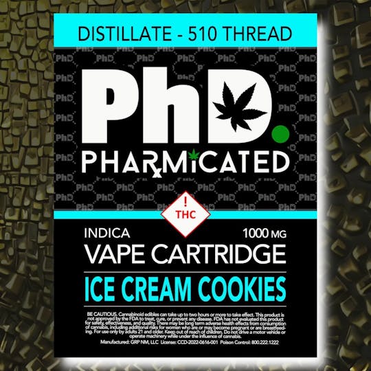 Pharmicated - Pharmicated 510 Thread Vape Cart - 1000 mg - Ice Cream Cookies (I) - 1