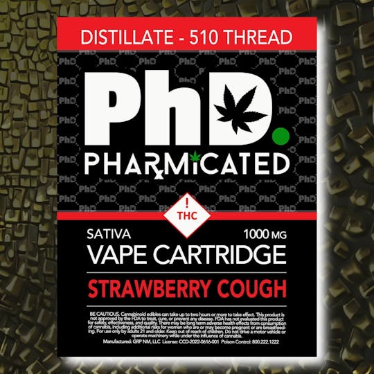 Pharmicated - Pharmicated 510 Thread Vape Cart - 1000 mg - Strawberry Cough (S) - 1