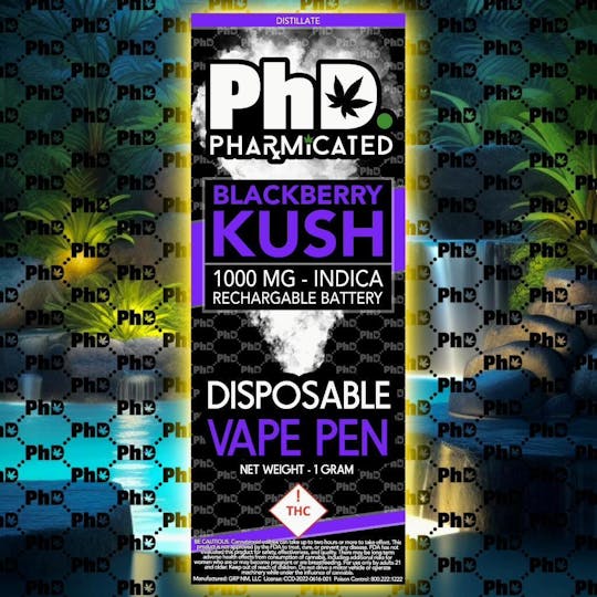 Pharmicated - PhD Disposable Vape Cart - 1000 mg - Blackberry Kush (I) - 1