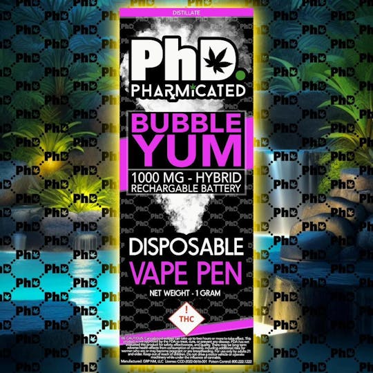 Pharmicated - PhD Disposable Vape Cart- 1000 mg - Bubble Yum (H) - 1