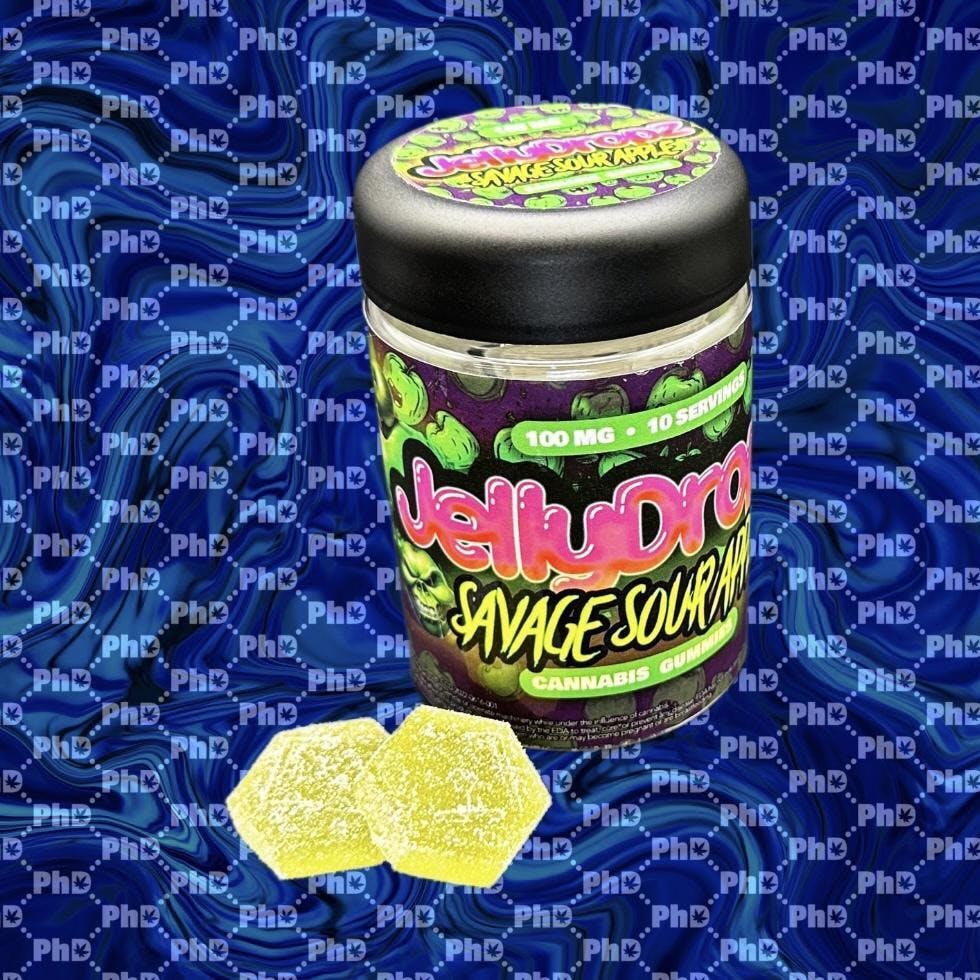 Pharmicated - Jelly Dropz Gummies - 100mg - Savage Sour Apple - 1