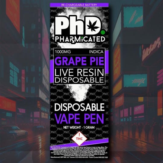 Pharmicated - PhD Disposable Vape Cart - Resin - Grape Pie (I) - 1