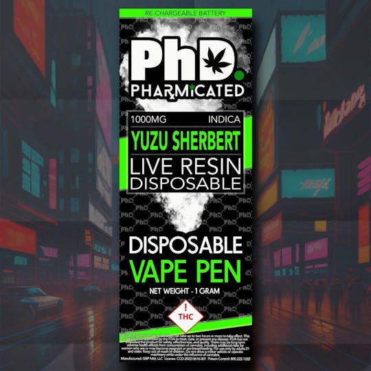 Pharmicated - PhD Disposable Vape Cart - Resin - Yuzu Sherbert (I) - 1