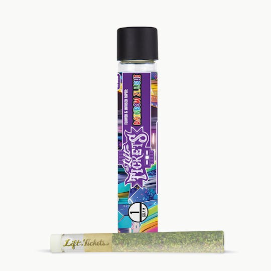 Lift Tickets - Infused Glass Tip Pre-Roll: Rainbow Zlushi 1g Joint - 1
