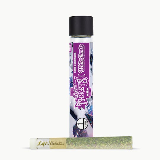 Lift Tickets - Infused Glass Tip Pre-Roll: White Runtz 1g Joint - 1