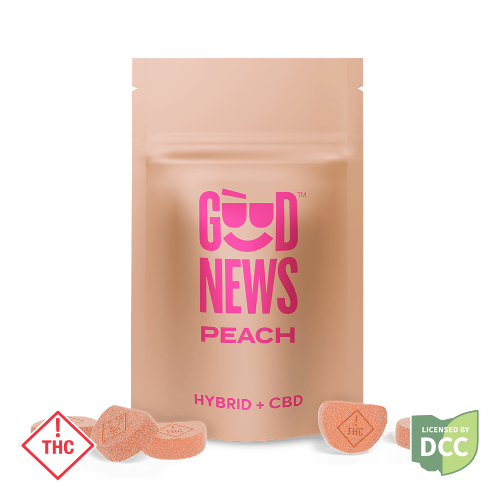 Good News - Good News | Peach Gummies | 1:1 CBD:THC 110mg:110mg | 10ct | 11mg/ea - 1