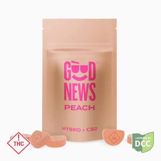 Good News - Good News | Peach Gummies | 1:1 CBD:THC 110mg:110mg | 10ct | 11mg/ea - 1