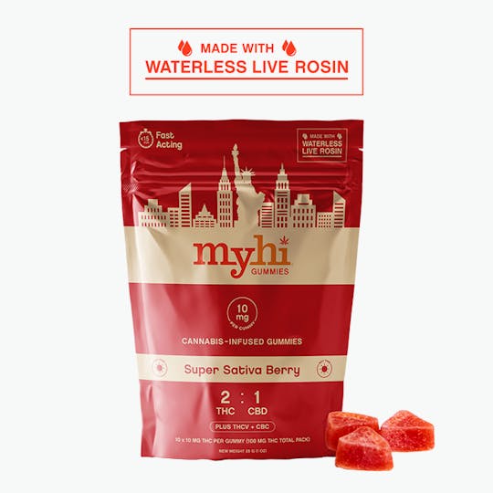 My Hi - Super Sativa Berry (2:1 THC:CBD) - Waterless Live Rosin Gummies (100mg) - 1