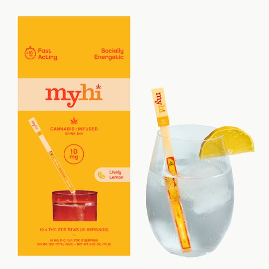 My Hi - Lively Lemon - Beverage Stir STIKs - 10 Count (100mg) - 1