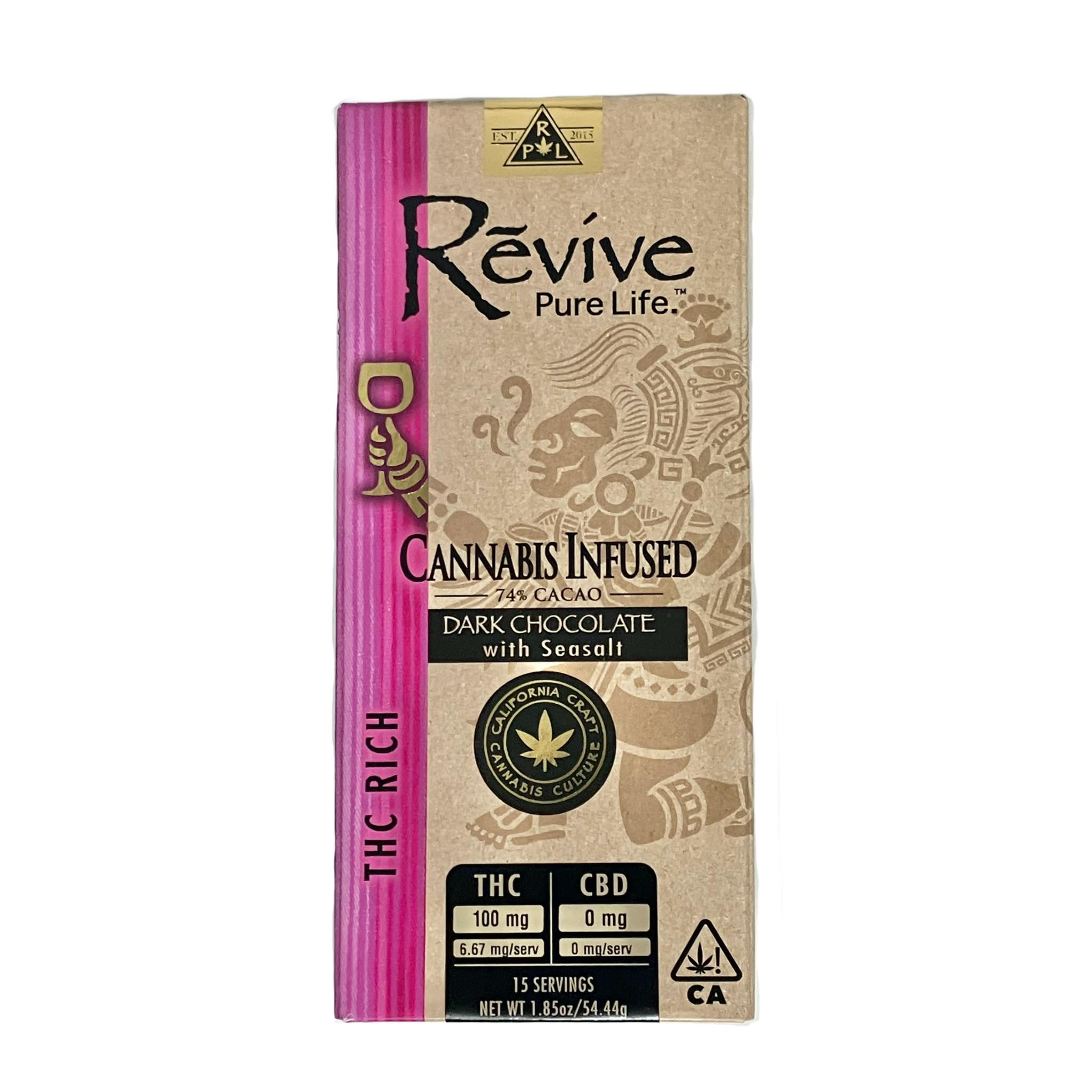 Revive Pure Life - Rosin Infused Vegan Dark Chocolate with Sea Salt (74% Cacao & 100 mg THC) - 1