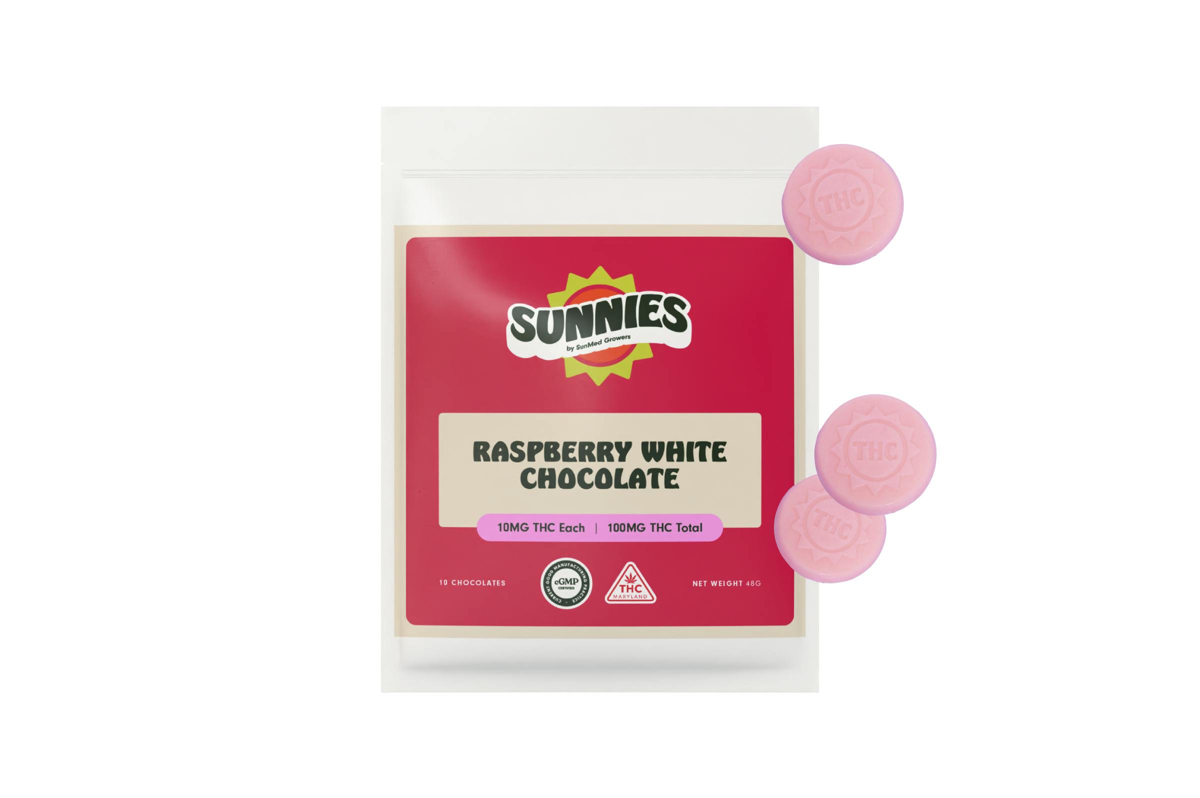 SunMed Growers - Raspberry White Milk Chocolate 100mg - 1