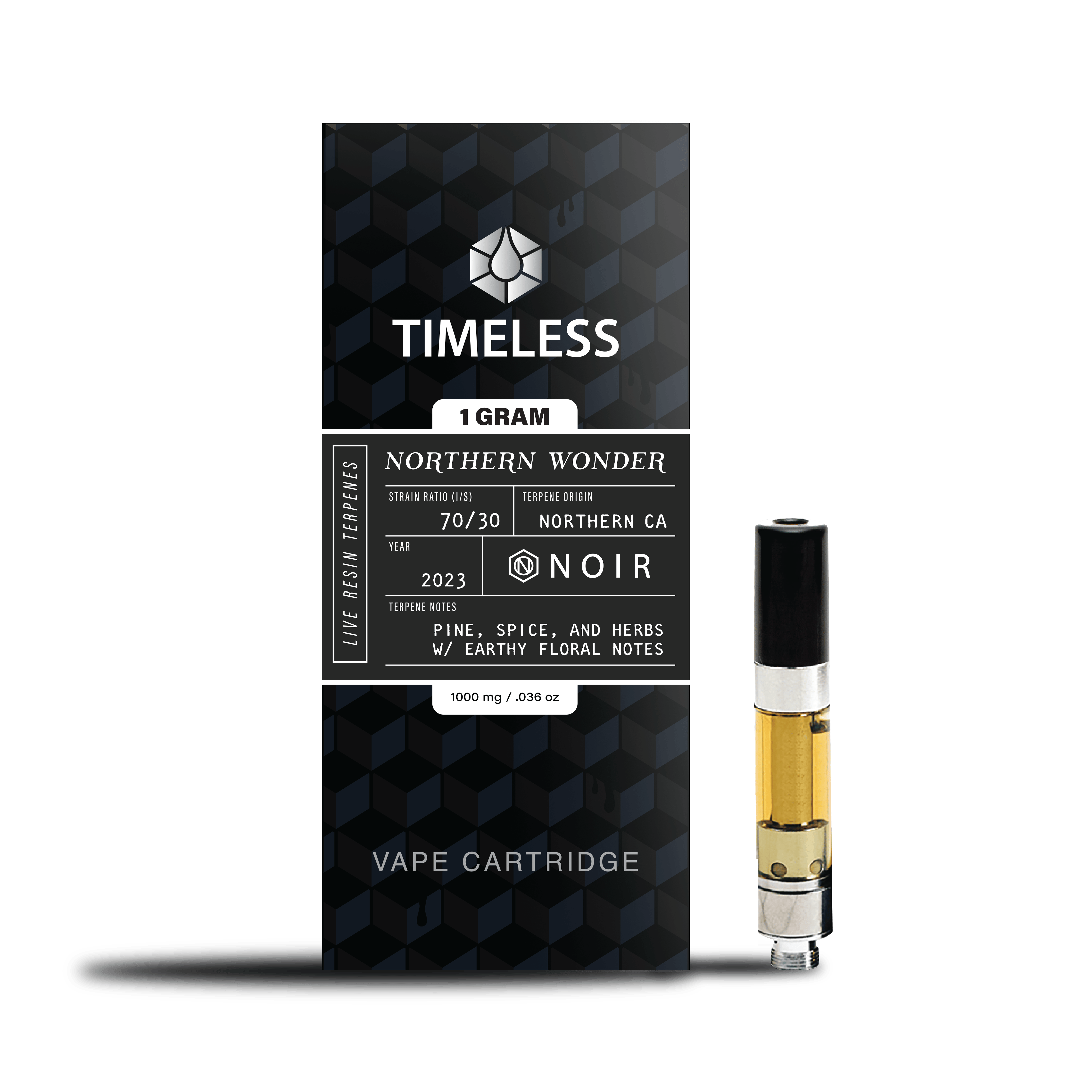 Timeless Vapes - Northern Wonder | NOIR Live Resin Cartridge | 1g - 1