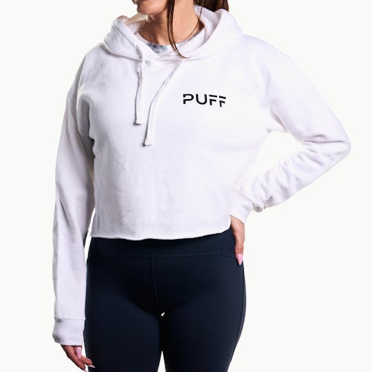 Puff Cannabis Company - PUFF Cropped Hoodie White - 1