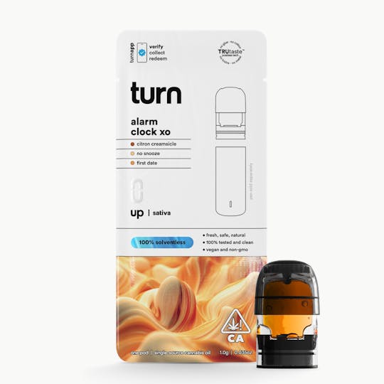 turn - 0.5g pod | alarm clock xo | 100% solventless | up | - 1
