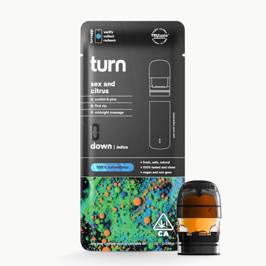 turn - 0.5g pod | sex and citrus | 100% solventless (live rosin) | down | - 1