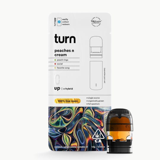 turn - 1.0g pod | peaches n cream | 100% live resin | up | - 1