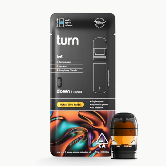 turn - lz6 (lemon zkittles #6) (indica) / 100% live resin / 1g pod - 1