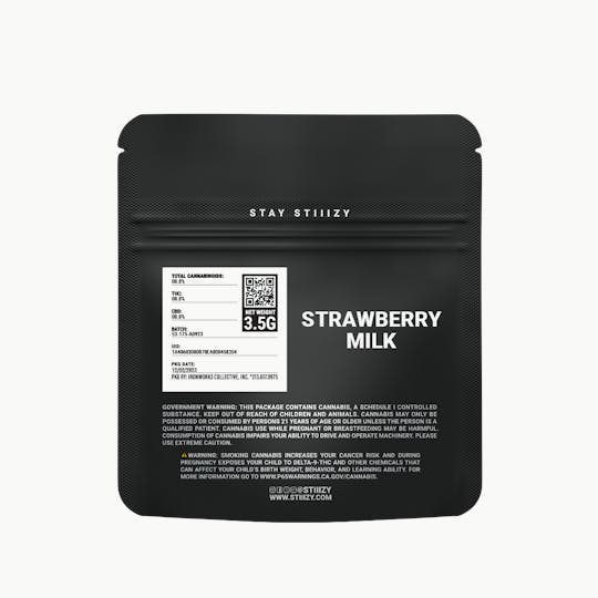 STIIIZY - - STRAWBERRY MILK - 3.5G Black Label Mylar - 1