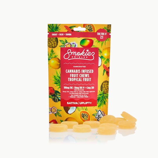 Smokiez Edibles - Tropical Fruit 100mg THC : 50mg THC-V Fruit Chews - CA - 1