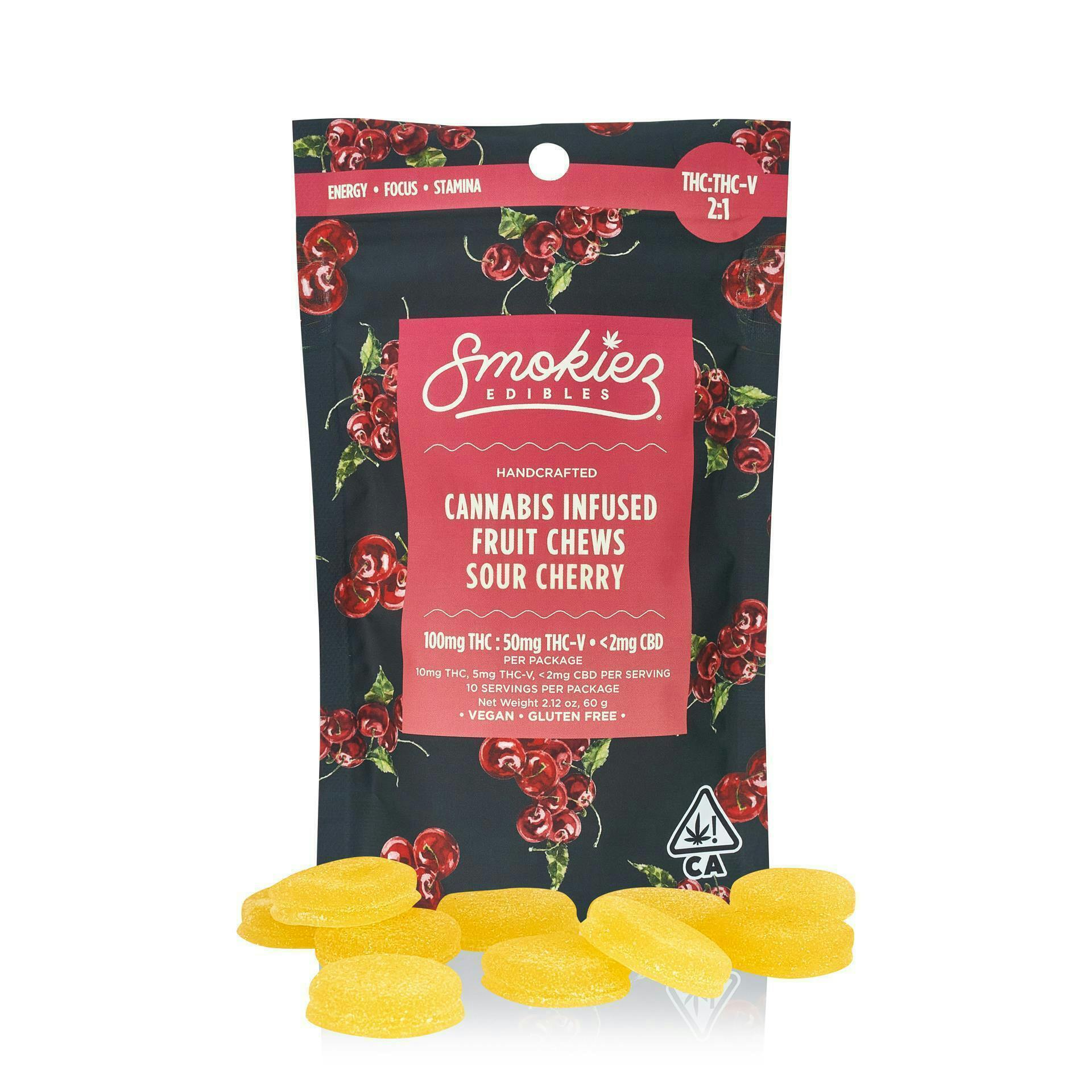 Smokiez Edibles - Sour Cherry 2:1 THC:THCV Gummies | 100mg | 10ct | 10mg/ea - 1