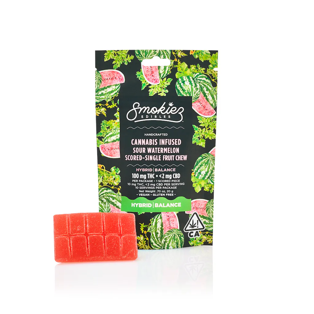 Indica Sour Blue Raspberry 100mg THC Fruit Chews - Scored Single Piece ...