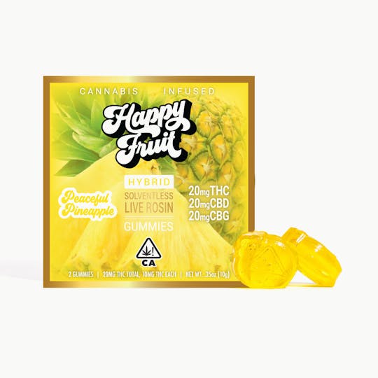 Happy Fruit - Peaceful Pineapple Rosin Gummies (2-Pack) - 20mg THC + 20mg CBD + 20mg CBG - 1