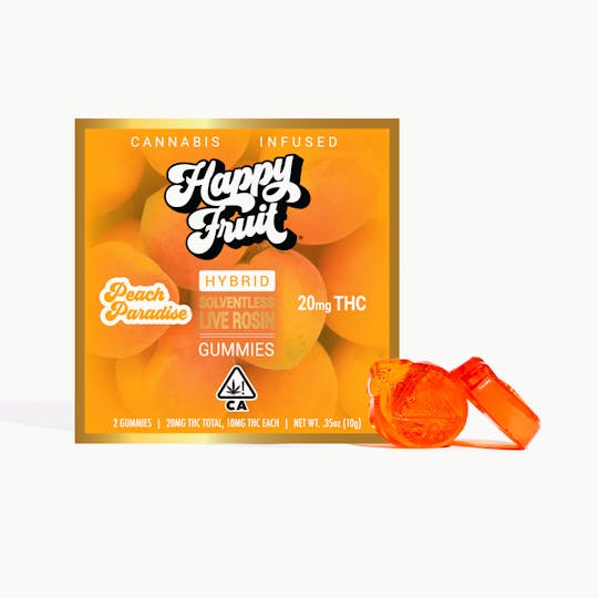 Happy Fruit - Peach Paradise Rosin Gummies (2-Pack) - 20mg THC - 1