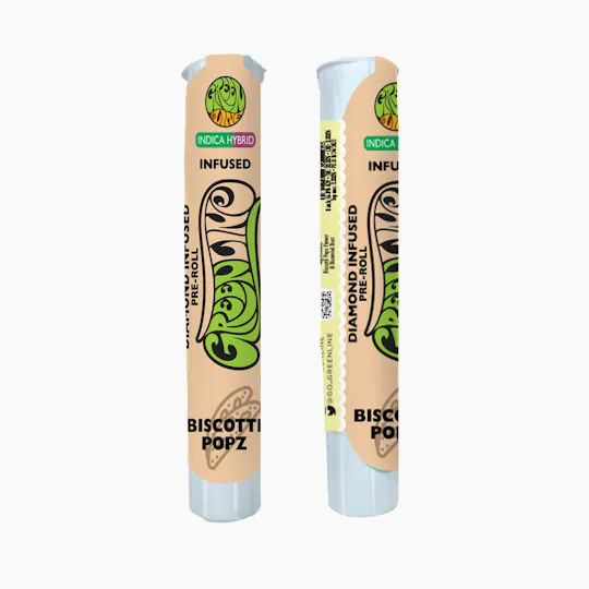 Greenline - Biscotti Popz - Diamond Infused - Indoor Flower Pre-Roll - Indica - 1g - 1
