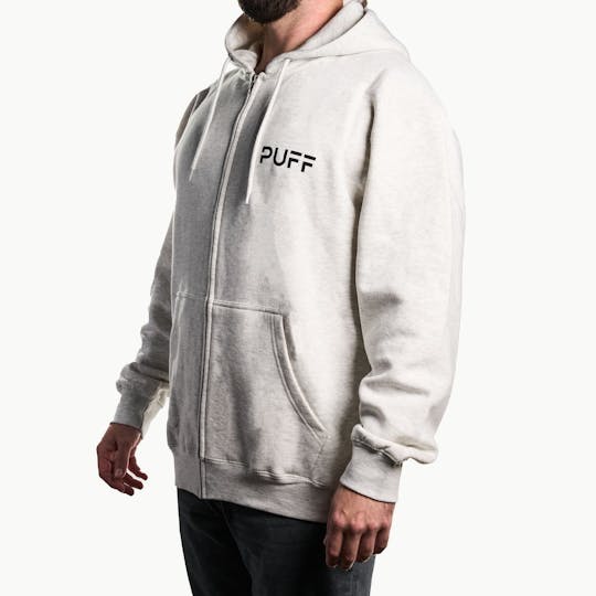 Puff Cannabis Company - PUFF Zip Up Hoodie Off White - 1