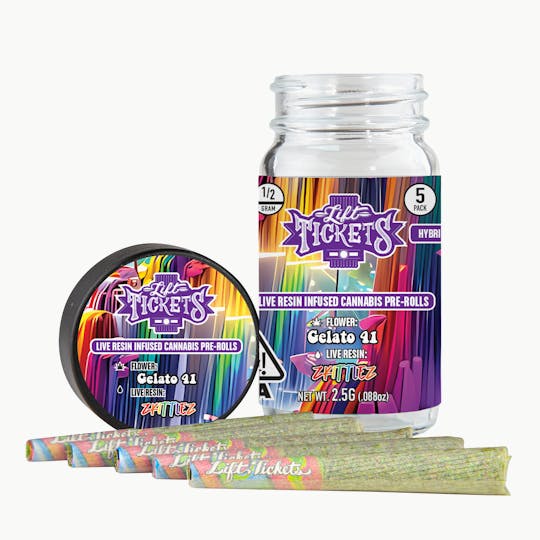 Lift Tickets - Gelato 41 x Zkittlez - Infused Pre-Roll 5-Pack - 1