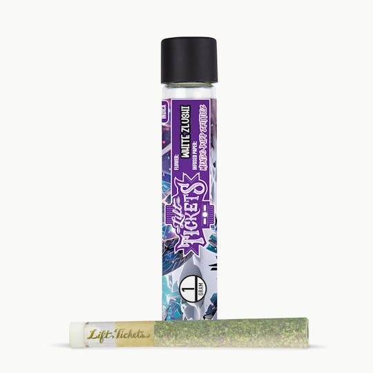 Lift Tickets - Infused Glass Tip Pre-Roll: White Zlushi x Mendo Purp Zkittlez 1g Joint - 1