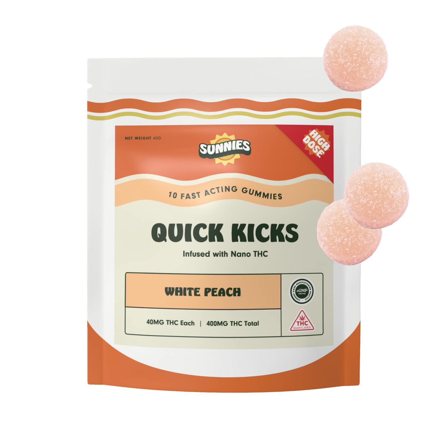 SunMed Growers - White Peach Nano Gummies 400mg - 1