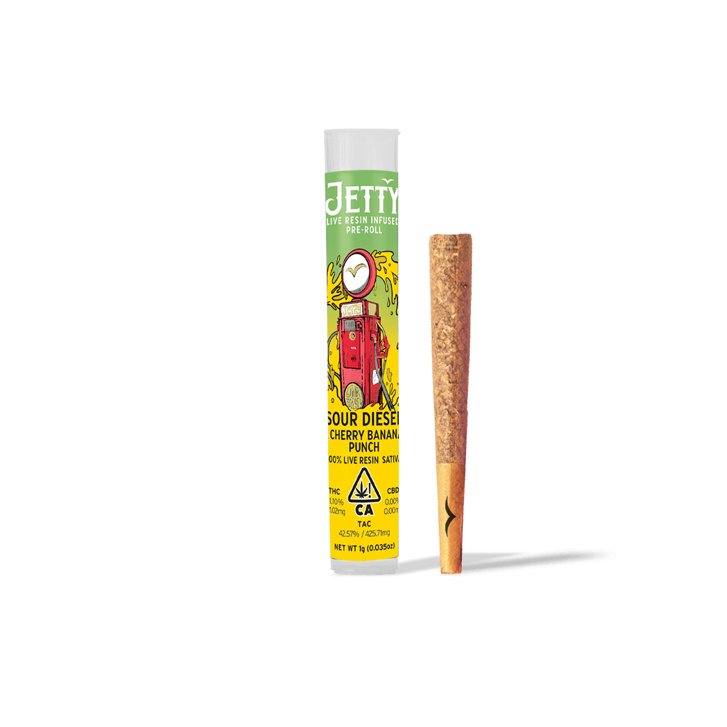 Jetty Extracts - Sour Diesel x Cherry Banana Punch | Live Resin Infused Joint | 1g - 1
