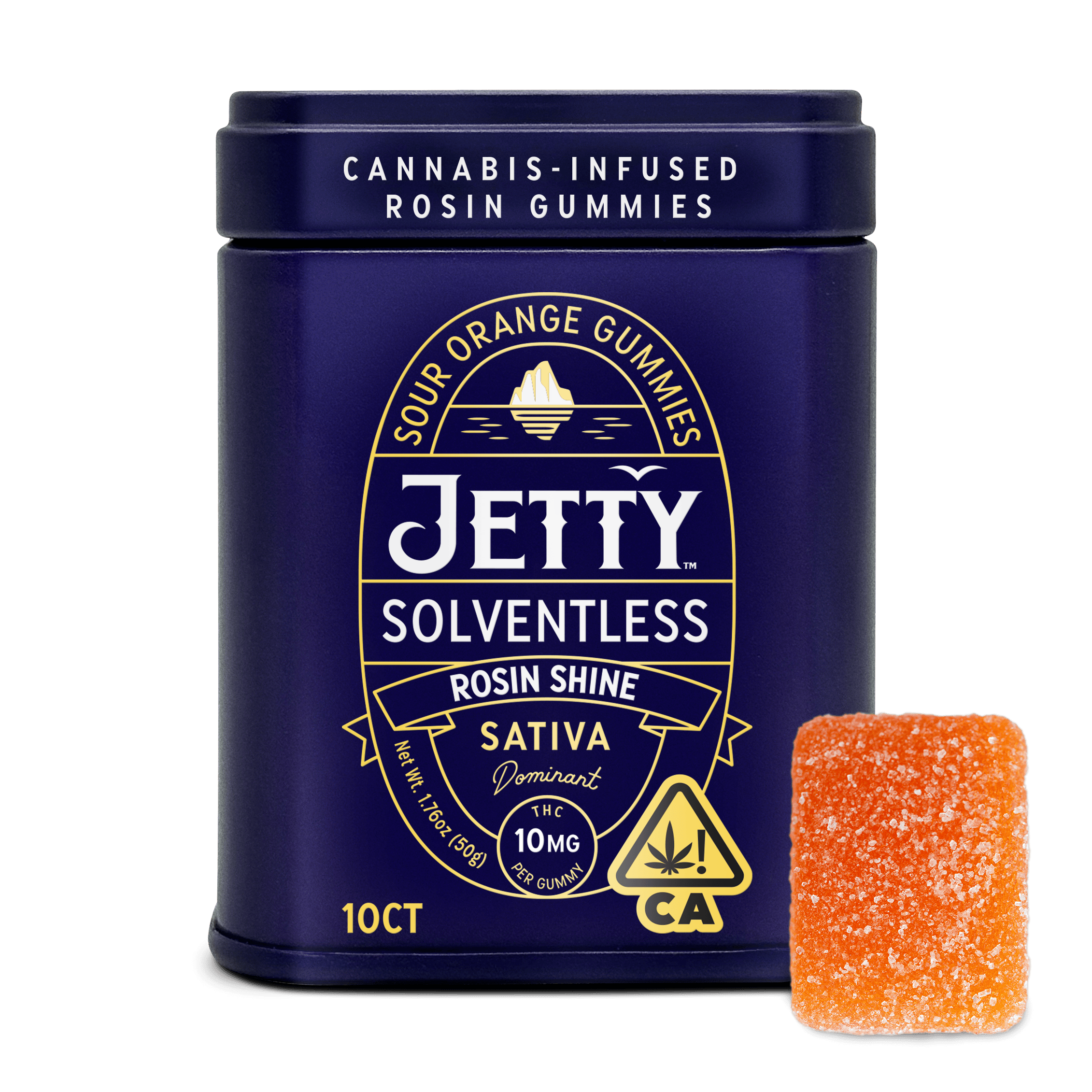 Jetty Extracts - Rosin Shine | Sour Orange Gummies | 100mg | 10ct | 10mg/ea - 1