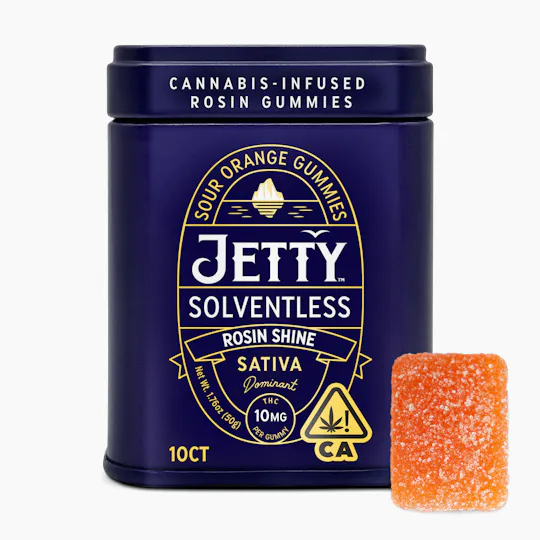 Jetty Extracts - Rosin Shine | Sour Orange Gummies | 100mg | 10ct | 10mg/ea - 1