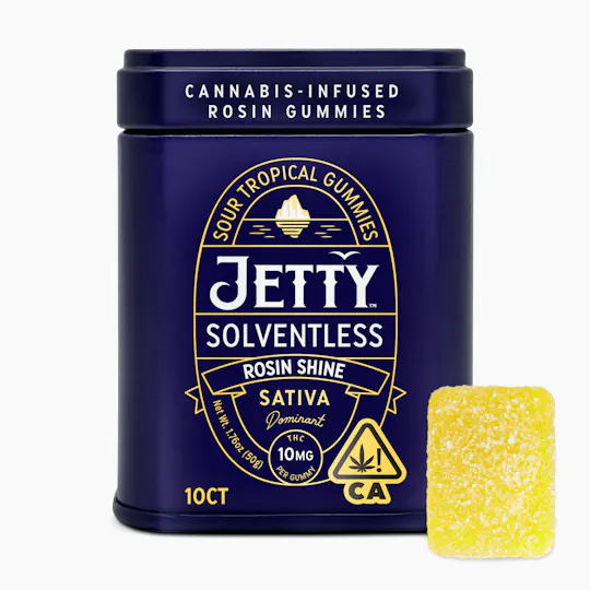 Jetty Extracts - Rosin Shine | Sour Tropical Gummies | 100mg | 10ct | 10mg/ea - 1