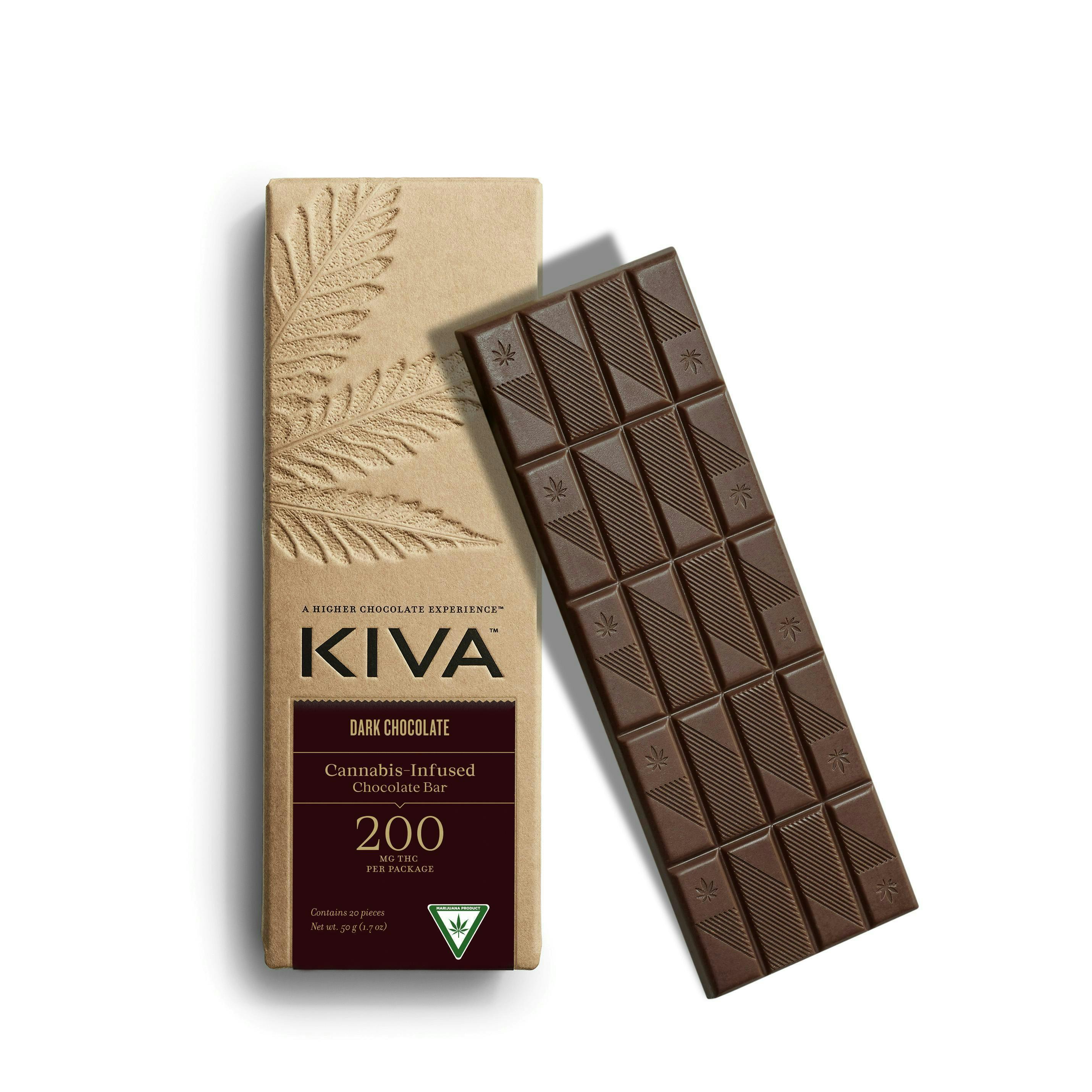 Kiva Confections - Kiva | Dark Chocolate Bar | 200mg | 20ct | 10mg/ea - 1