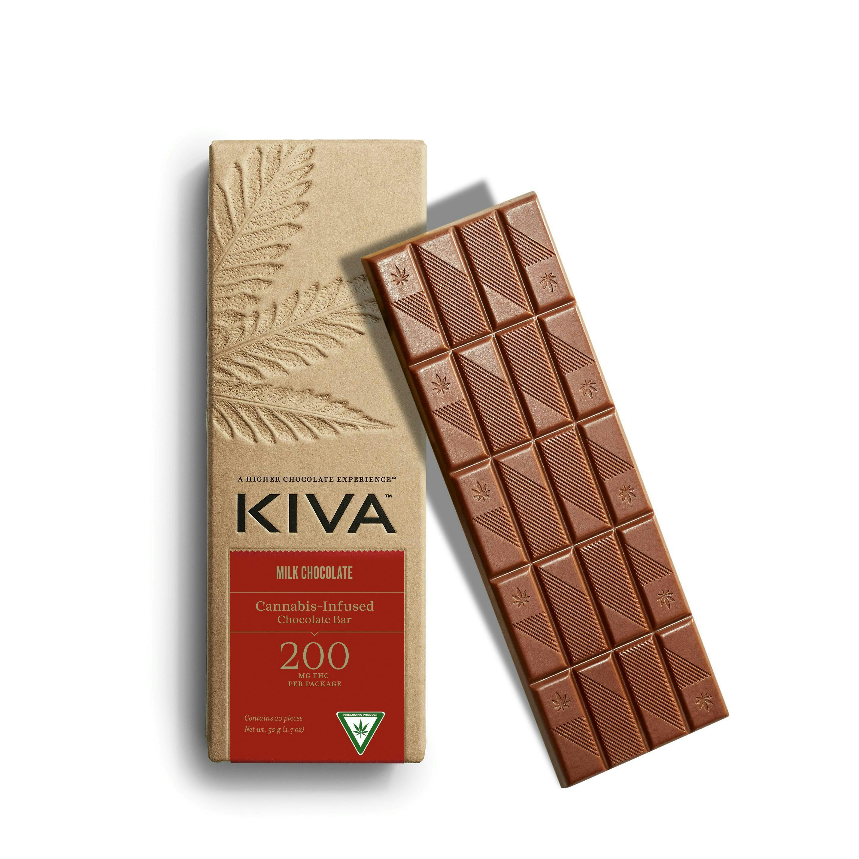 Kiva Confections - Kiva | Milk Chocolate Bar | 200mg | 20ct | 10mg/ea - 1