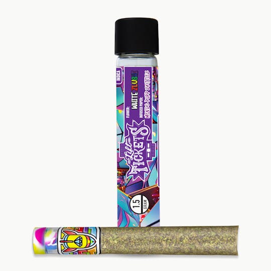 Lift Tickets - Infused Glass Tip Pre-Roll: White Zlushi x Mendo Purp Zkittlez 1.5g Joint - 1