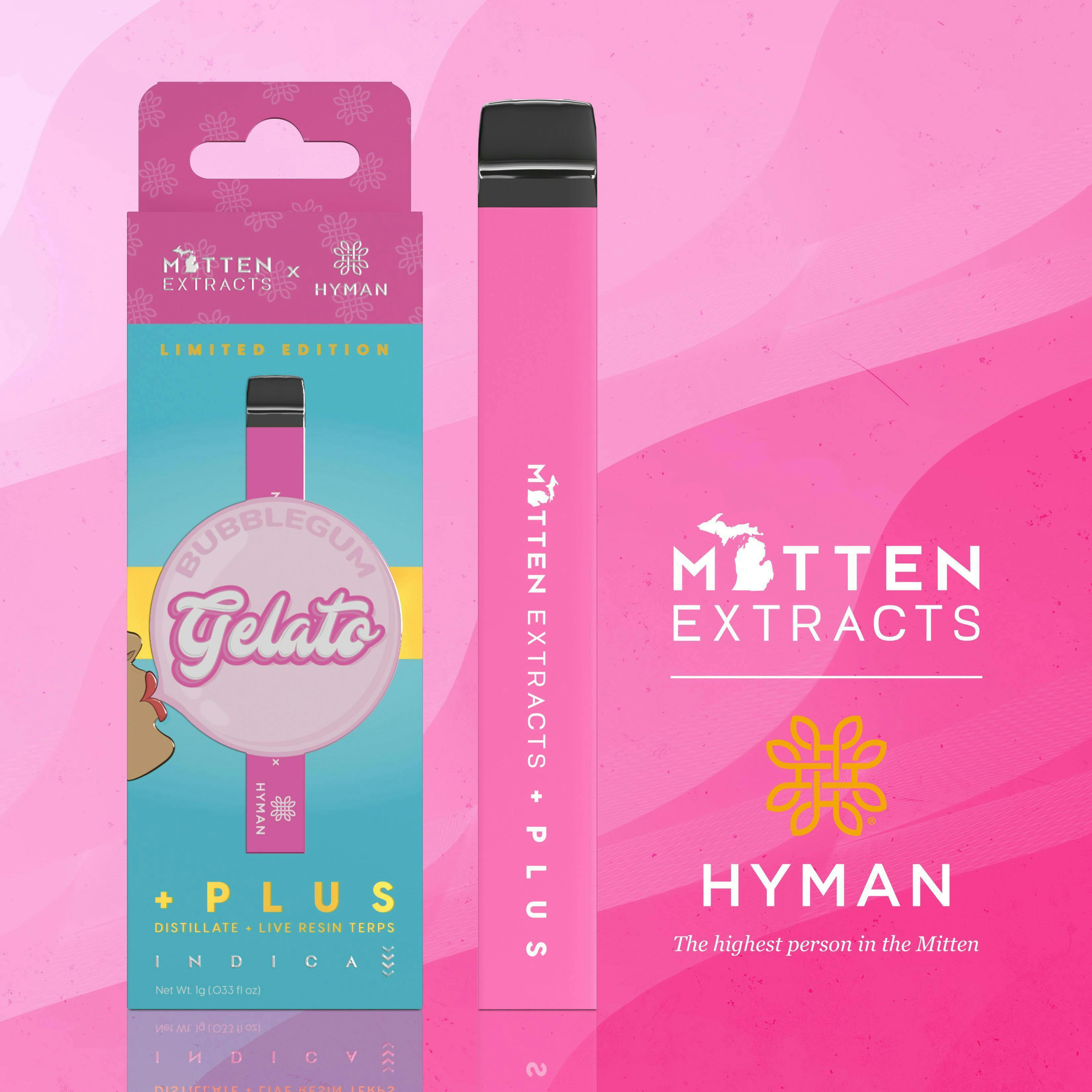 Mitten Extracts - Mitten Extracts x Pressure Pack | Bubblegum Gelato | Plus Disposable | 1g - 1