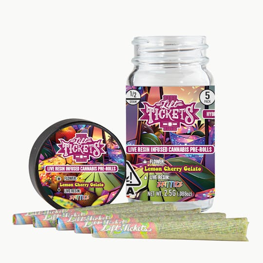 Lift Tickets - Lemon Cherry Gelato x Zkittlez - 0.5g Infused Pre Roll Multipack (5) - 1