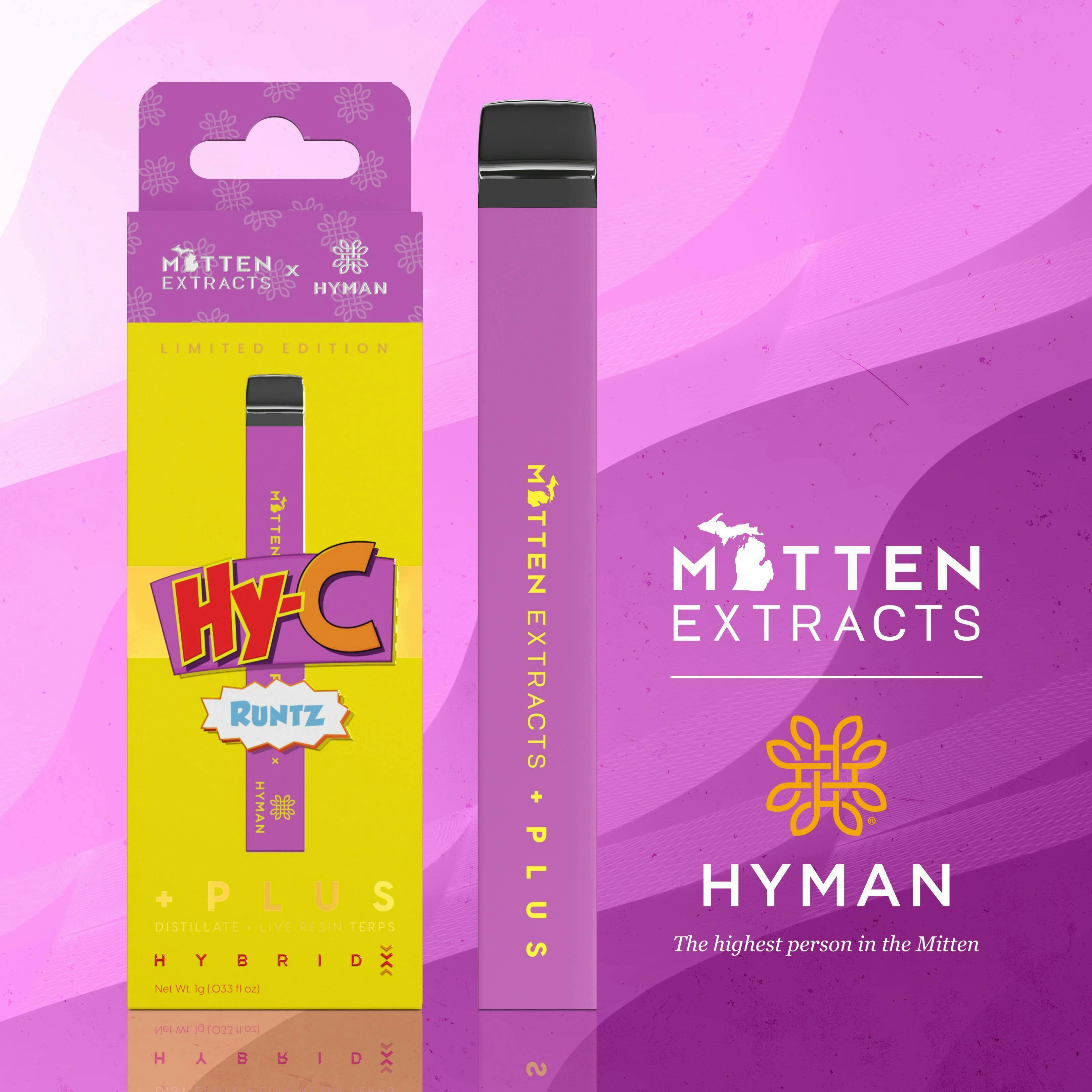 Mitten Extracts - Mitten + Plus x HYMAN | HY-C Runtz | Plus Disposable | 1g - 1