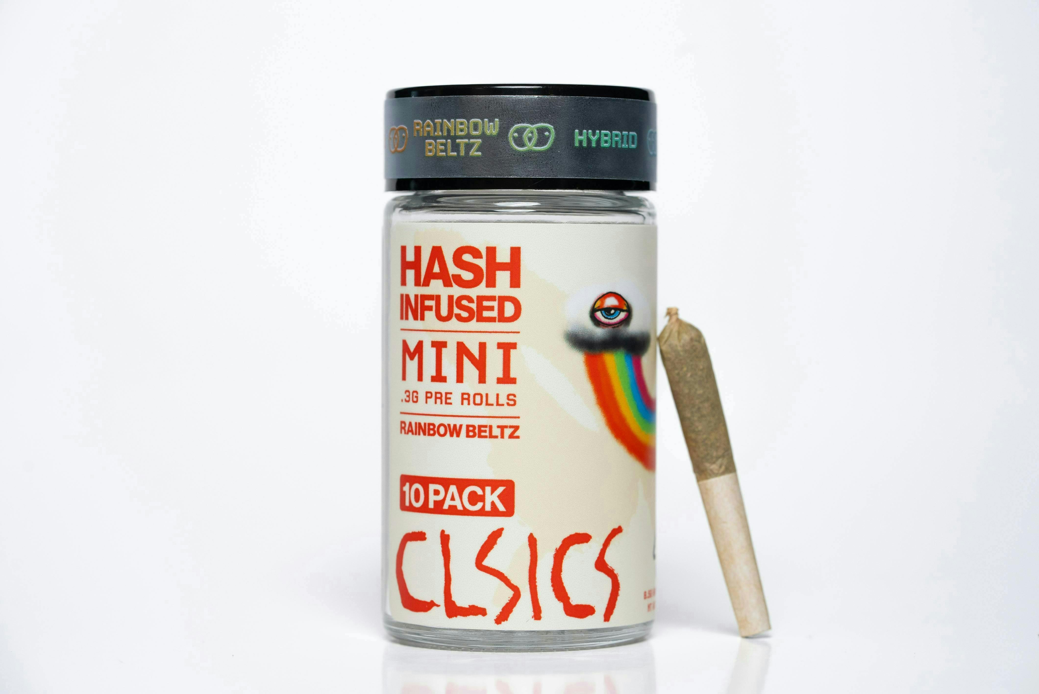 CLSICS Rosin & Rosin Infused Pre Rolls - CLSICS - Rainbow Beltz - Hash Infused Joints - 0.3g each - 10pk - 1